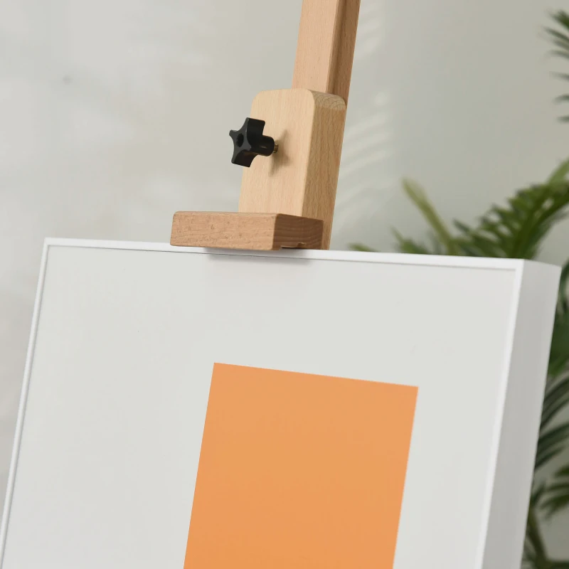 HOMCOM Cavalletto da Pittore Regolabile in Legno di Faggio con Vano Contenitore, 53x50.5x171-230cm