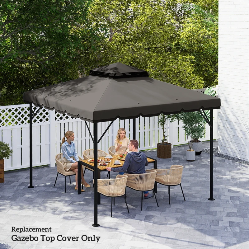 Outsunny Toldo de Substituição 3x3 m com Teto Duplo Orifícios de Drenagem e UPF 30+ Apenas Toldo NÃO Inclui Estrutura Cinzento Claro