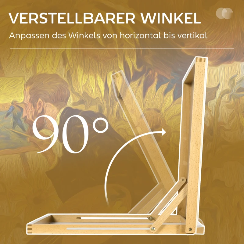 Vinsetto Tischstaffelei Klappbar 75,8x51cm Verstellbar Sitzstaffelei aus Buchenholz