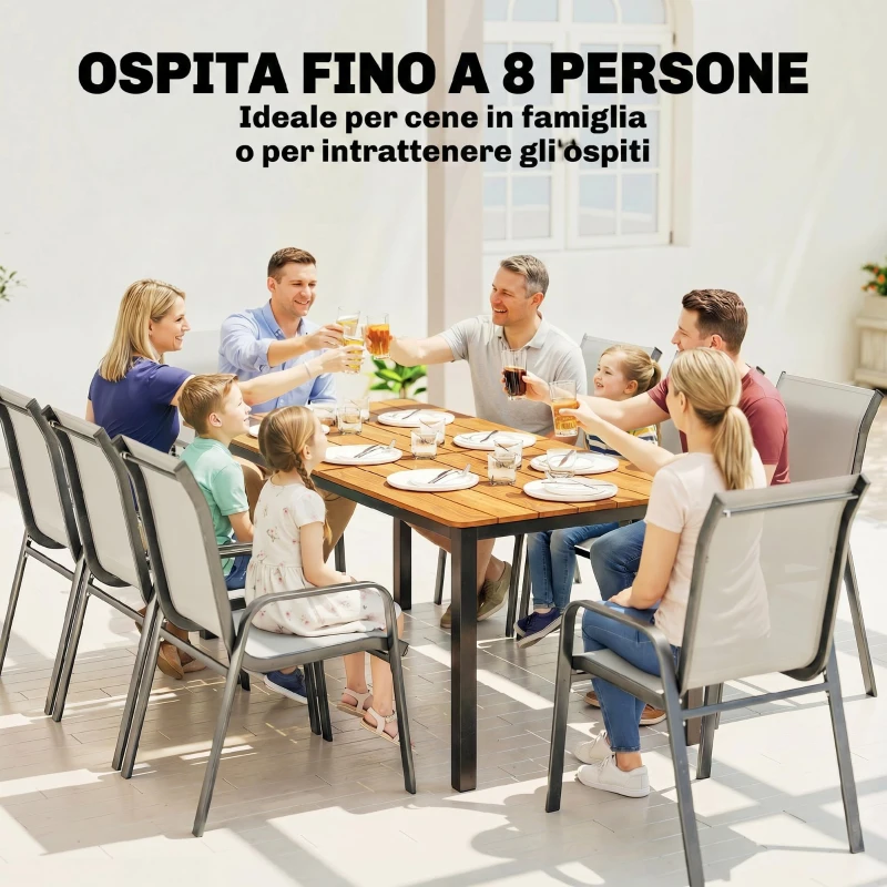 Outsunny Tavolo da Giardino Rettangolare per 6-8 Persone, Dimensioni 180 x 86 cm