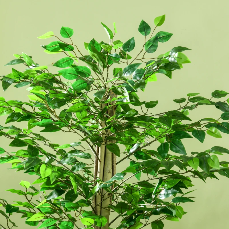 Outsunny Arbre Artificiel Plante Artificiel Banyan Hauteur 1,8 m Tronc Branches Liane Lichen Feuilles Grand réalisme Pot Inclus