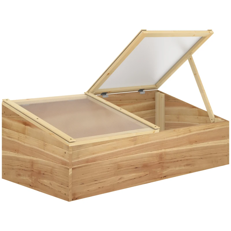 Outsunny Mini Serre de Jardin Serre pour semis dim. 100L x 50l x 36H cm Toit 2 pans ouvrables séparemment Panneaux de Polycarbonate Bois Sapin pré-huilé