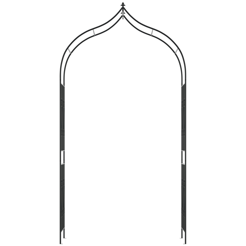 Outsunny Arco de Jardim de Metal Arco de Jardim para Plantas Trepadeiras Exterior Pátio 140x60x265 cm Preto