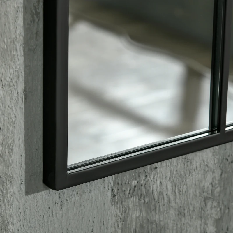 HOMCOM Specchio Moderno a Parete e a forma di Arco 91x60 cm per Camera da Letto e Soggiorno, in Metallo Nero e Vetro