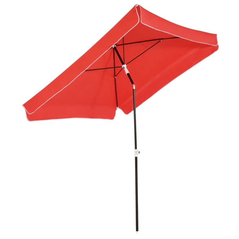 Outsunny Parasol de jardin Parasol droit inclinable rectangulaire métal polyester haute densité 2L x 2l x 2,6H m rouge