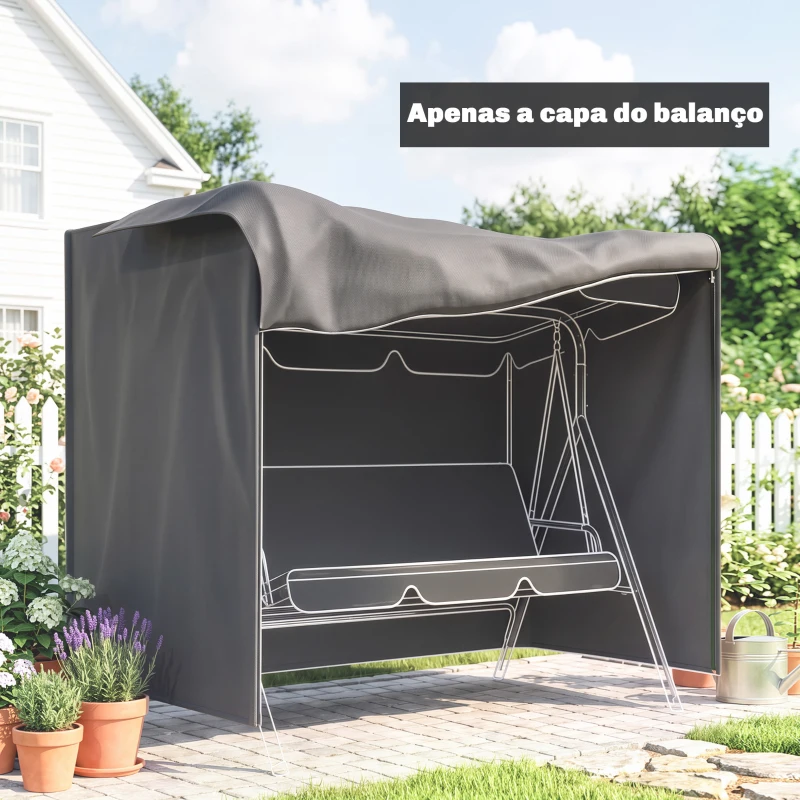 Outsunny Capa para Móveis de Jardim Capa Protetora para Baloiços de Exterior com Fecho de Correr 177x114x152 cm Cinza Escuro