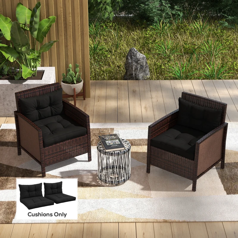 Outsunny 4-Piece Seat Cushions Back Pillows Replacement, Patio Chair Cushions Set for Indoor Outdoor, Black
