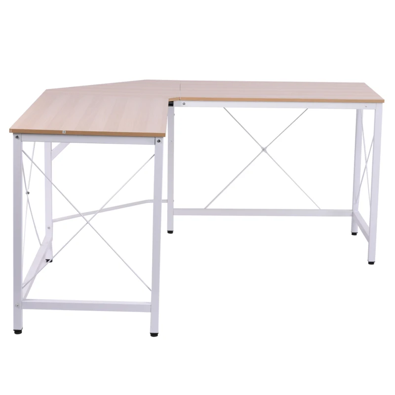 HOMCOM Escritorio Esquinero Moderno con Marco de Acero Carga 70 kg para Oficina Hogar Estudio 150x150x76 cm Roble