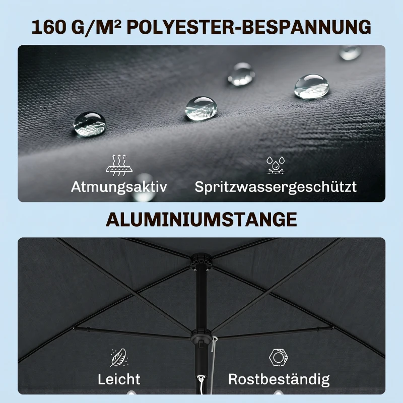 Outsunny Sonnenschirm Strandschirm Gartenschirm Schirm Balkonschirm Sonnenschutz knickbar Grau