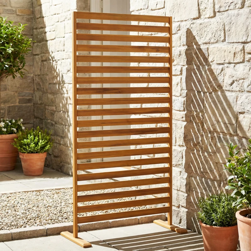 Outsunny Brise-vue Bois à Lamelles Claustra Paravent Extérieur Autoportant pour Jardin Terrasse 80x40x170cm Marron