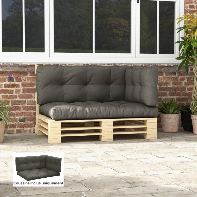 Outsunny Ensemble de 3 coussins d'extérieur pour banquette canapé 1 coussin d'assise 1 coussins de dossier et 1 coussin latéral