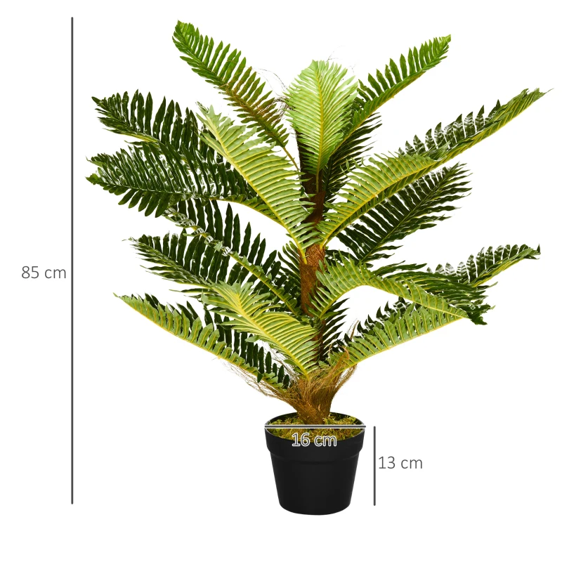 HOMCOM Plante artificielle palmier 85 cm avec 18 grandes feuilles grand réalisme pot inclus