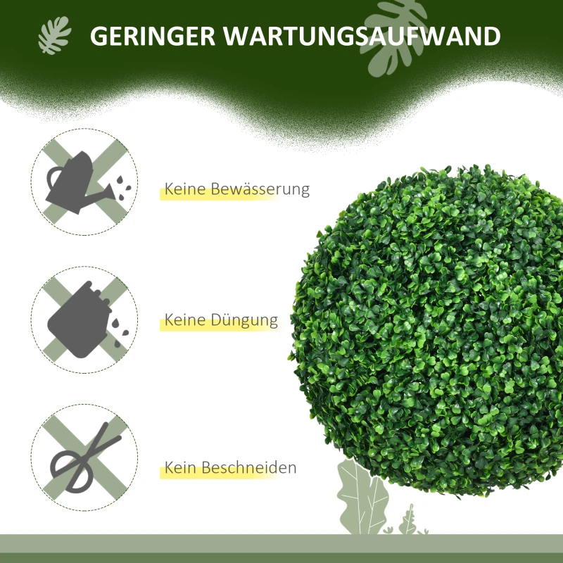 HOMCOM Set van 2 buxusbomen, kunstplanten, ronde vorm, afmetingen 40 cm x 40 cm x 40 cm, groen
