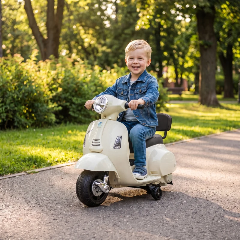AIYAPLAY Elektrische kindermotor Mini Vespa GTS 6V met lithiumaccu, ergonomische zitting en rugleuning, 1,5-3 jaar