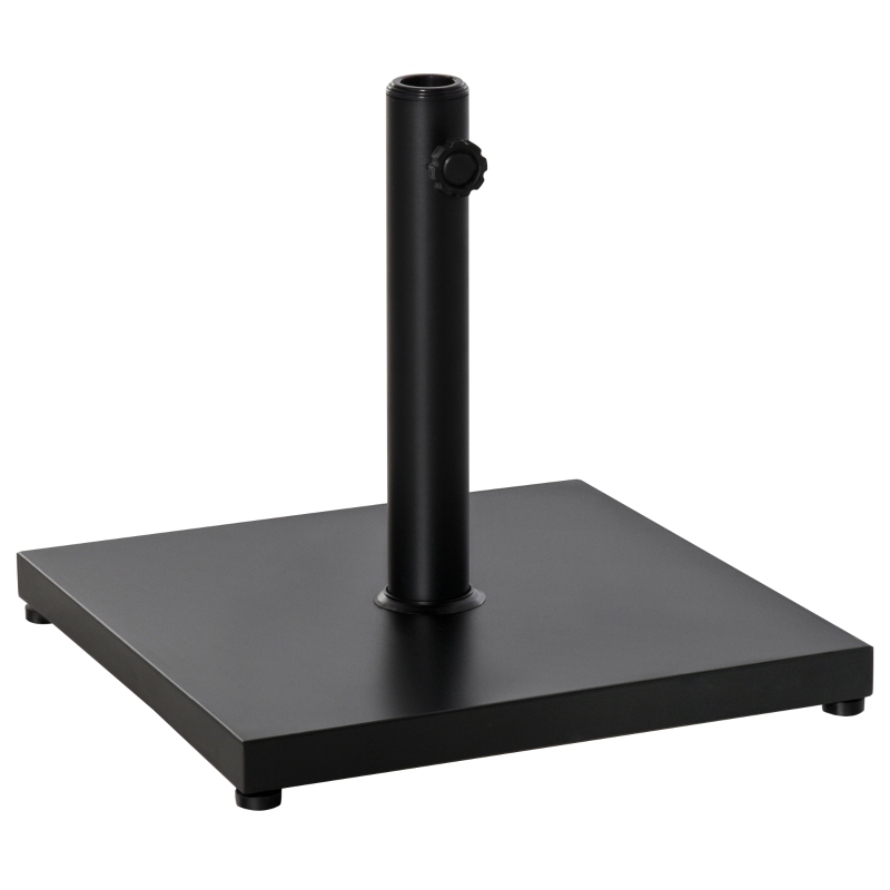 Outsunny Base para Sombrilla de Jardín Peso Neto 18 kg Soporte Pie para Parasol Apto para Postes de Ø35mm/Ø38mm/Ø48mm para Jardín Patio Negro 45x45x39 cm
