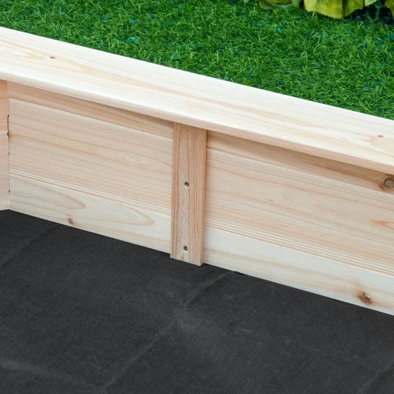 Outsunny Bac à Sable Bois octogonal dim. 139,5L x 139,5l x 21,5H cm - 4 bancs - bâche de Couverture, Non tissé de Sol Inclus