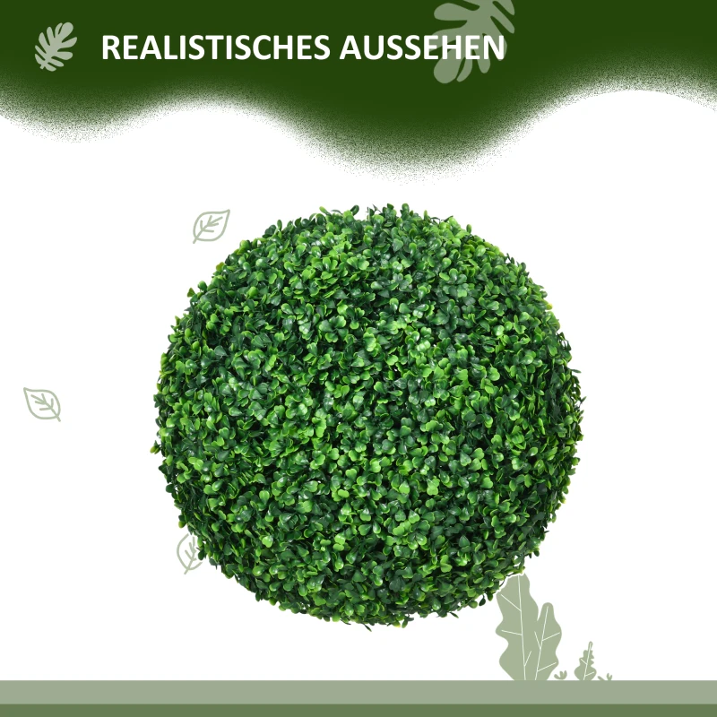 HOMCOM Set van 2 buxusbomen, kunstplanten, ronde vorm, afmetingen 40 cm x 40 cm x 40 cm, groen