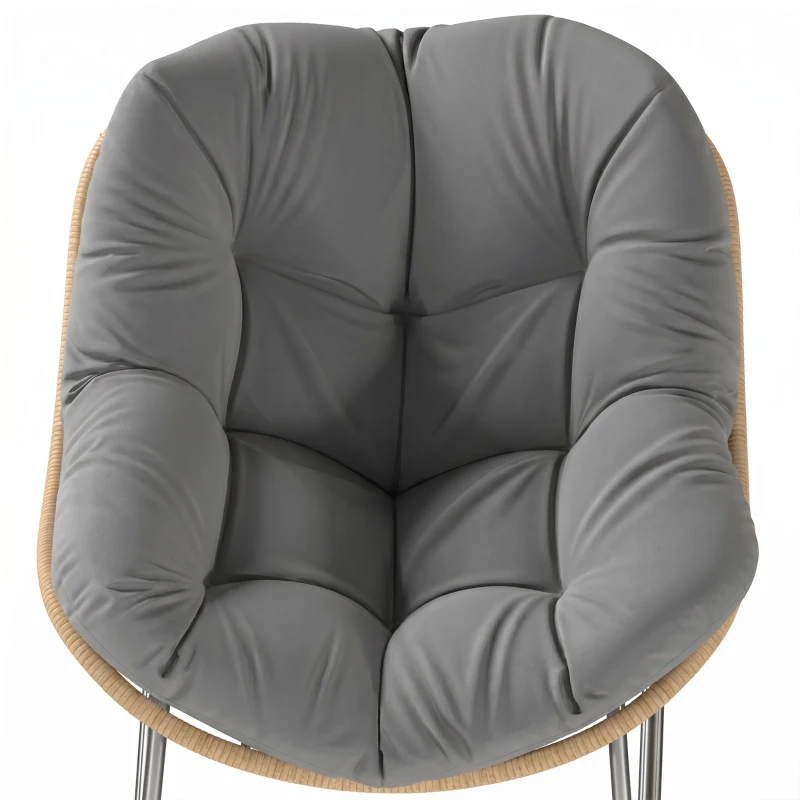 Outsunny Indoor Outdoor Rocking Chair, Oversized Rocking Egg Chair with Cushion for Living Room, Garden, Patio, Grey