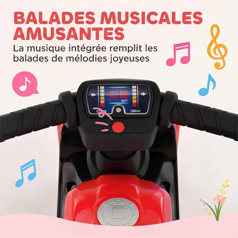 AIYAPLAY Draisienne pour Enfant, Vélo d'Équilibre avec Musique et Roues Extra-Larges, pour Filles et Garçons 18-36 Mois, Rouge