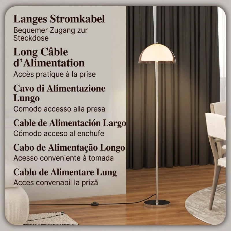 HOMCOM Lampă de Podea Modernă cu Abajur Dublu Stratificat, din Metal și Acril, Ø35x150 cm, Albă