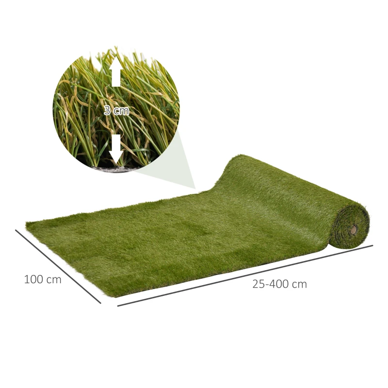 Outsunny Lot de 2 gazons synthétiques artificiels Moquette extérieure dim. 4L x 1l m Herbes Hautes denses 3 cm Vert