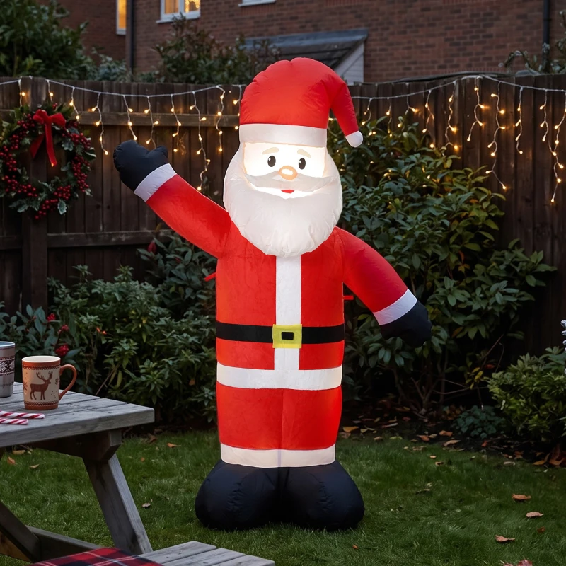 Outsunny Pai Natal Insuflável de Natal 150 cm com Acabamento Aveludado e Saco de Arrumação, Decoração de Exterior