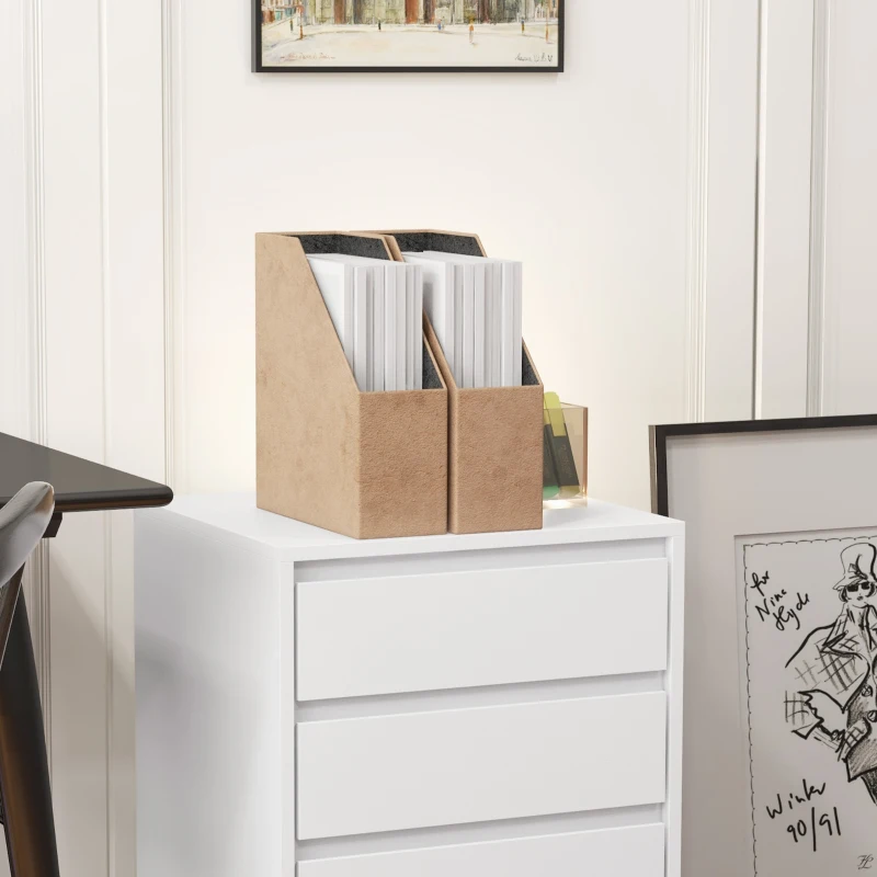 HOMCOM Cajonera de Oficina con 4 Cajones Cajonera de Escritorio con Ruedas para Estudio 46x40x65 cm Blanco