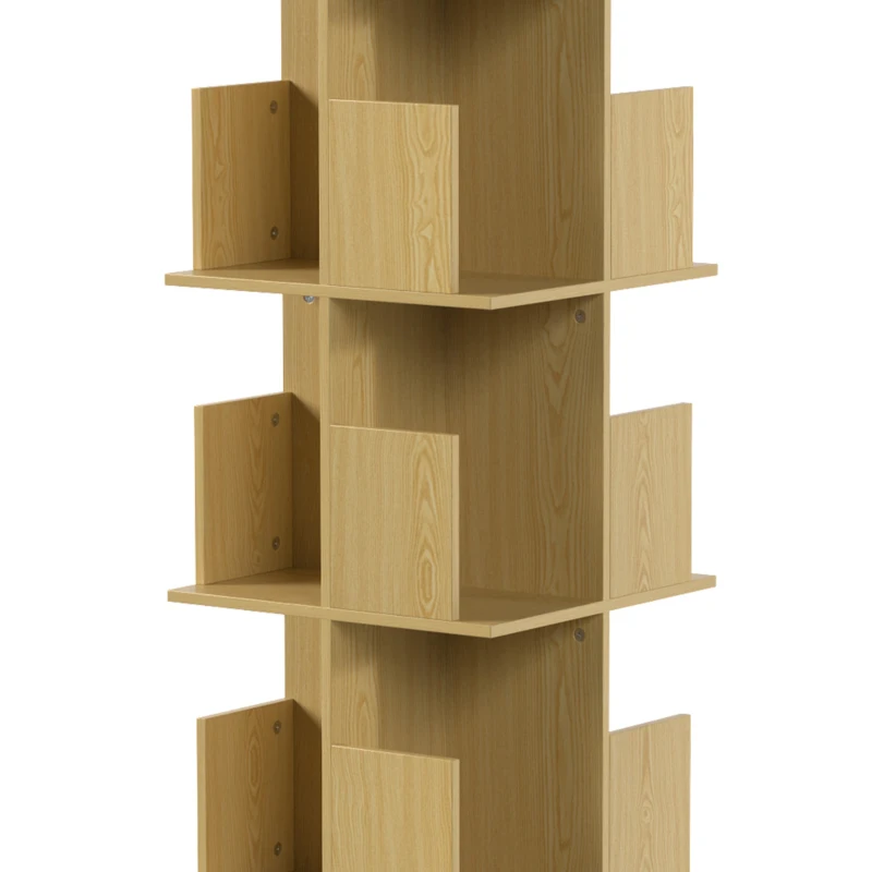 HOMCOM Libreria Girevole a 4 Livelli con 16 Scomparti, 39x39x128,3 cm, Rovere