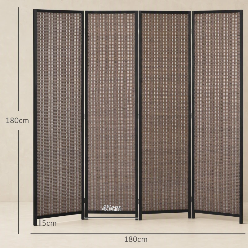 HOMCOM Paravent en bois séparateur de pièce closion de séparation pliable 4 panneaux 180 x 180 cm marron