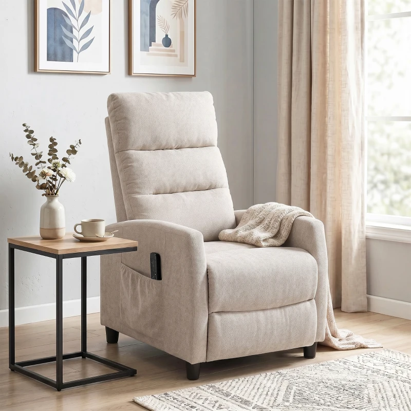 HOMCOM Poltrona Massaggiante e Reclinabile a 160° con Poggiapiedi e Telecomando, 66x91x108 cm, in Ciniglia Bianco Crema