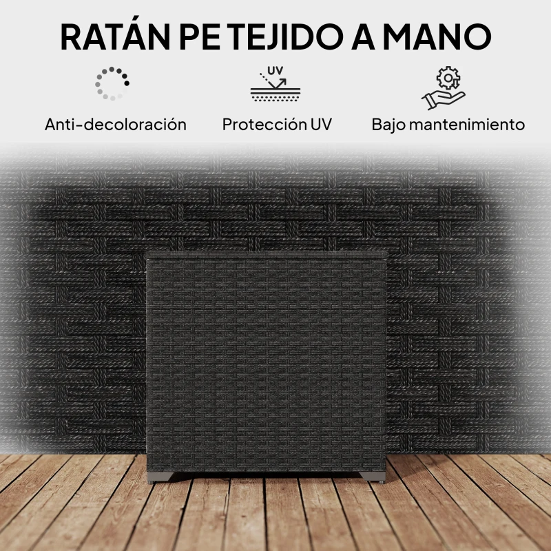 Outsunny Baúl de Almacenaje Exterior de Ratán de 253L con Varilla Hidráulica Forro con Cremallera y Marco de Acero Negro