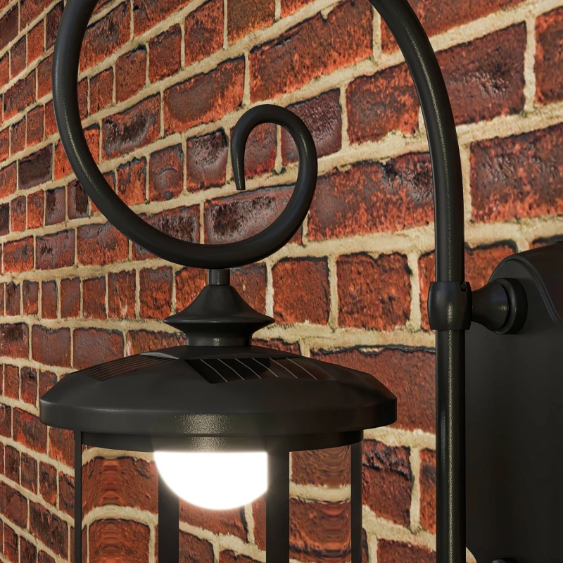 Outsunny Lampada da Esterno con Pannello Solare, Impermeabile IP44 e Accensione Automatica, Nero