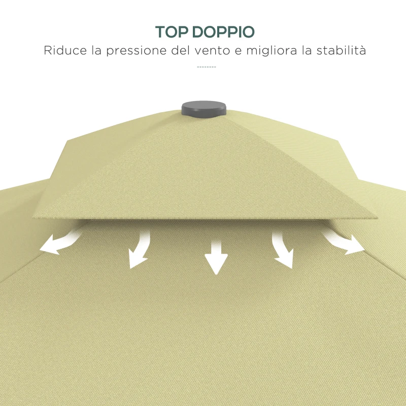 Outsunny Ombrellone Decentrato 2.5x2.5 m con Base a Croce e Apertura a Manovella, in Metallo e Poliestere Beige