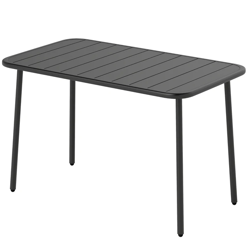 Outsunny Mesa de Comedor de Jardín Rectangular 120x70x72 cm de Acero con Tablero con Listones para 4 Personas Gris