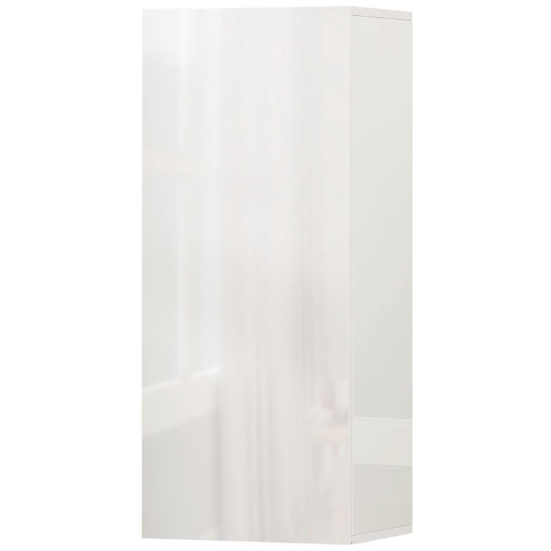 HOMCOM Mobiletto Bagno Pensile con 2 Ripiani in Vetro Regolabili e Anta Senza Maniglia, Bianco Lucido