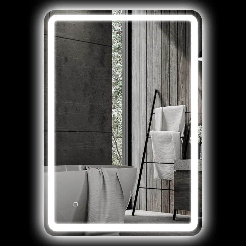 HOMCOM Specchio Bagno con Interruttore Touch, Luce LED a 3 Temperature e Antiappannamento, 70x100cm