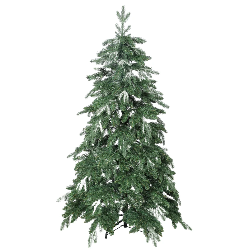 HOMCOM Árbol de Navidad Artificial 150 cm Ramas Realistas con Efecto Nieve Soporte de Acero Base Plegable Montaje Rápido