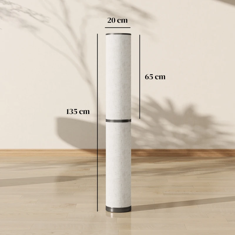 HOMCOM Candeeiro de Pé Moderno Candeeiro de Sala com Brilho Temperaturas de Cor Ajustáveis 3000K-6000K Controle Remoto Magnético Temporizador para Quarto Escritório Decoração Ø20x135 cm Bege