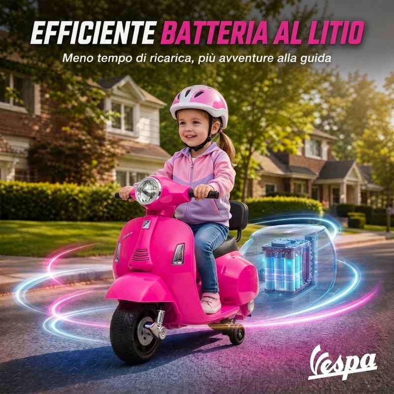 AIYAPLAY Moto Elettrica per Bambini 1.5-3 Anni MINI VESPA GTS 6V, Rosa