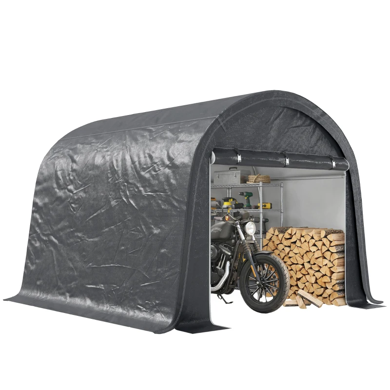 Outsunny Lagerzelt für den Garten, stabiler Stahlrahmen, große Türen, 3x3m, Grau