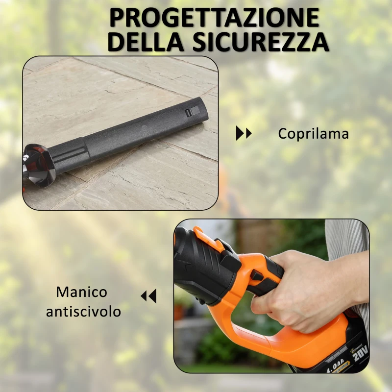 Outsunny Tagliasiepi a Batteria con Asta Telescopica e Presa di Sicurezza, 112.5x15x14.5 cm, Arancione