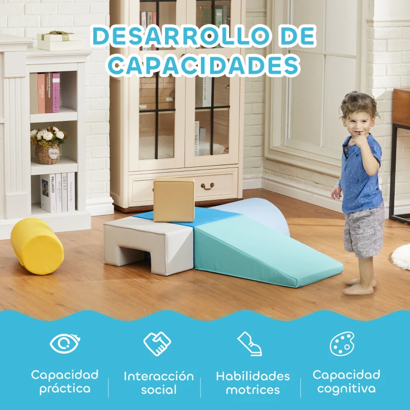AIYAPLAY Juego de 4 Bloques Psicomotricidad para Niños Juguete para Aprendizaje para Escalar y Gatear Multicolor