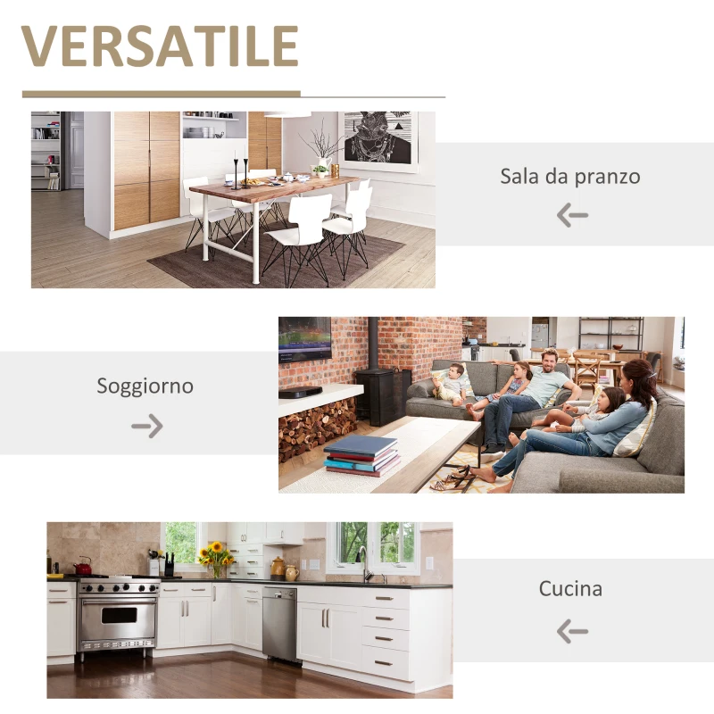 HOMCOM Mobile Cucina con Cassetto, 4 Armadietti, Mensole e Portabottiglie, Credenza Alta in Legno, Rovere, 106x48x180cm