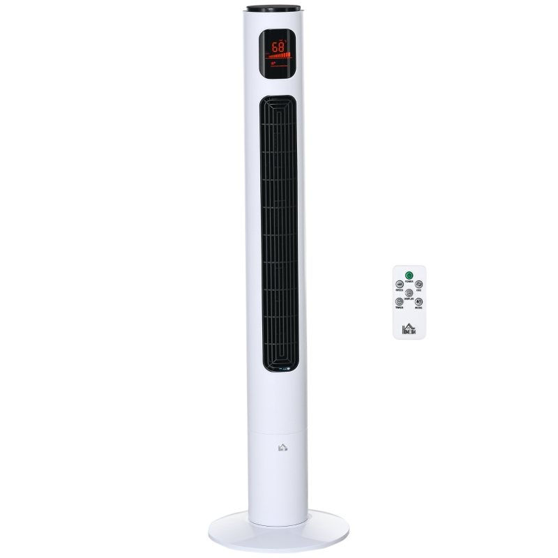 HOMCOM Ventilateur colonne oscillation 70° minuterie 12h panneau de capteur LED 45W télécomande 2 modes de contrôle blanc