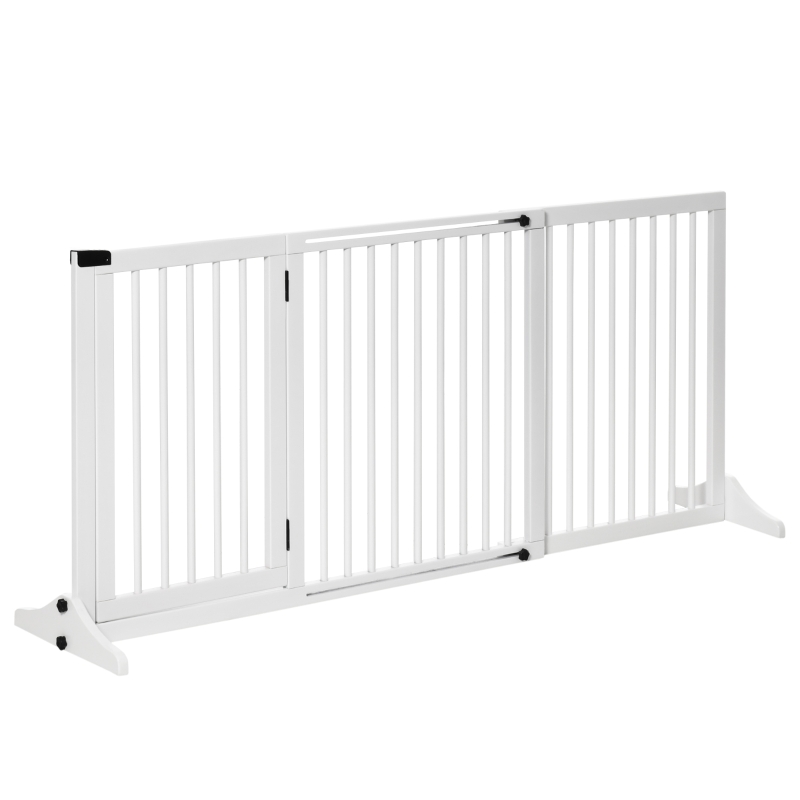 PawHut Barrera de Seguridad Extensible para Perros Valla Protección para Escaleras y Puertas 113-166x36x71 cm Blanco