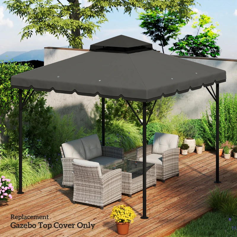 Outsunny Toldo de Substituição 3x3 m com Teto Duplo Orifícios de Drenagem e UPF 30+ Apenas Toldo NÃO Inclui Estrutura Cinzento Claro