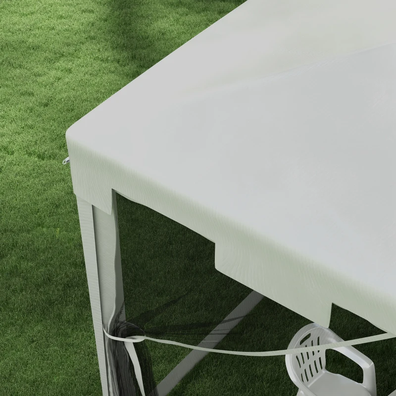 Outsunny Gazebo da Giardino 4x3 m con Zanzariera e 2 Ingressi, in Metallo e PE, Bianco e Nero