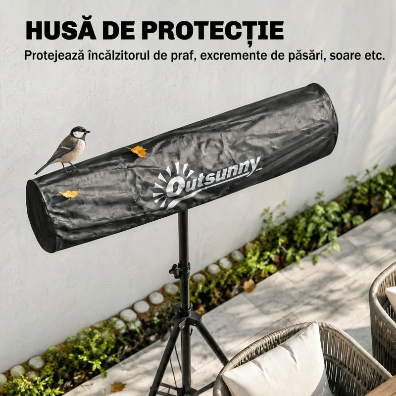 Outsunny Încălzitor Electric cu Infraroșu pentru Exterior 2500 W, Ip65, Negru