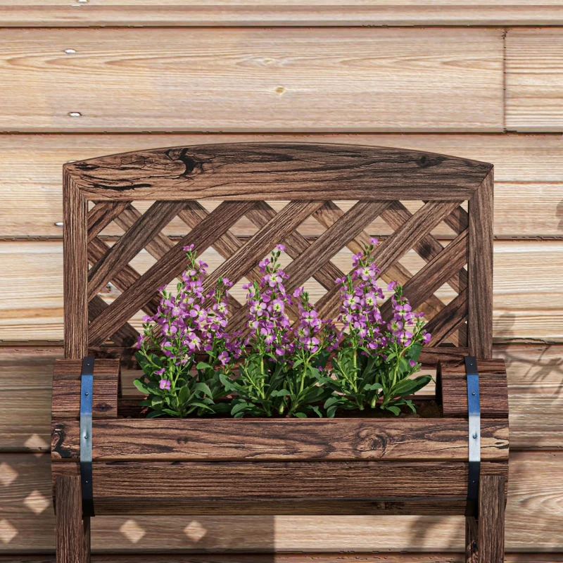 Outsunny Jardinière sur pieds surélevée avec treillis carré potager 2 niveaux pour terrasse, balcon jardin 42 x 49 x 80 cm marron