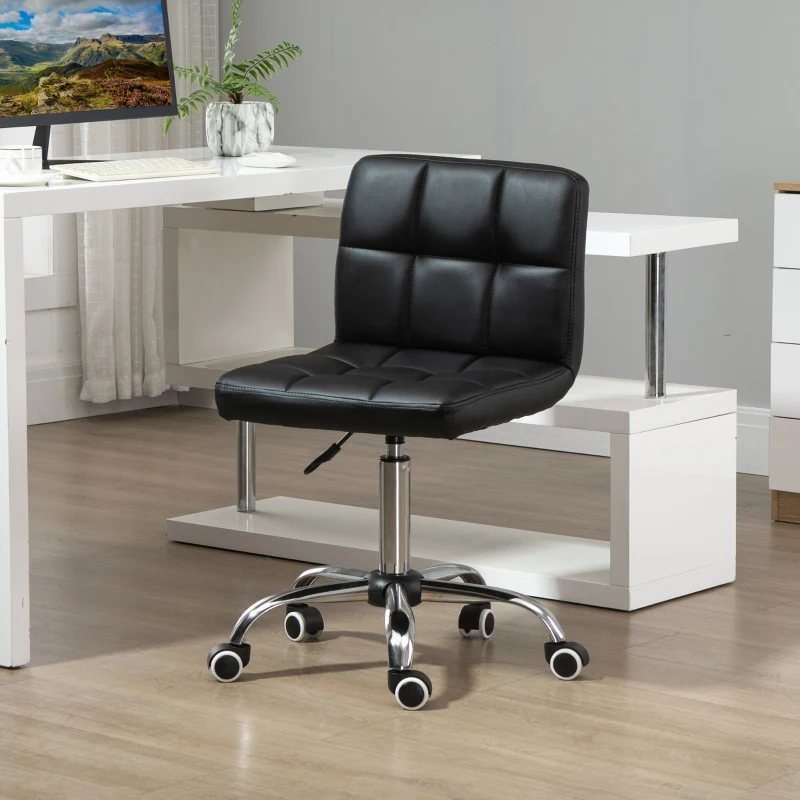 Vinsetto Chaise de bureau design contemporain pivotante 360° ergonomique hauteur réglable dossier assise capitonnés revêtement synthétique 52,5 x 54 x 93 cm noir